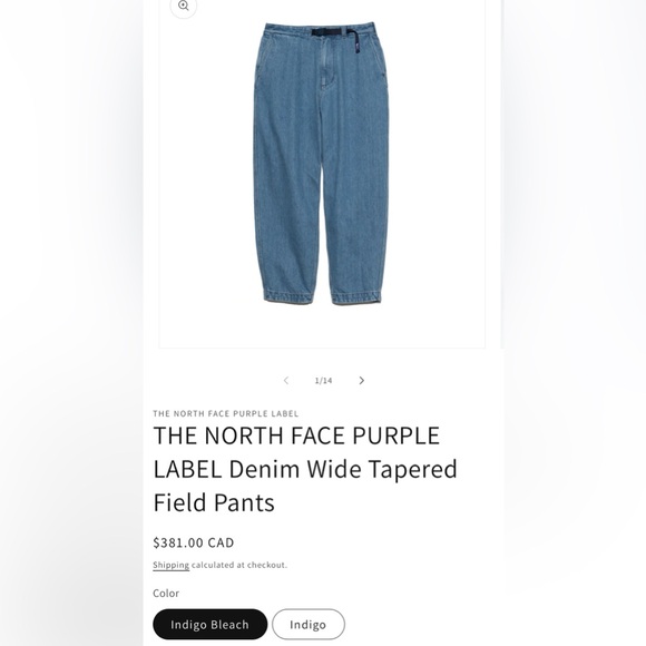[NORTH FACE PURPLE LABEL] Webbing Belt Denim Wide Tapered Pants - Picture 9 of 9